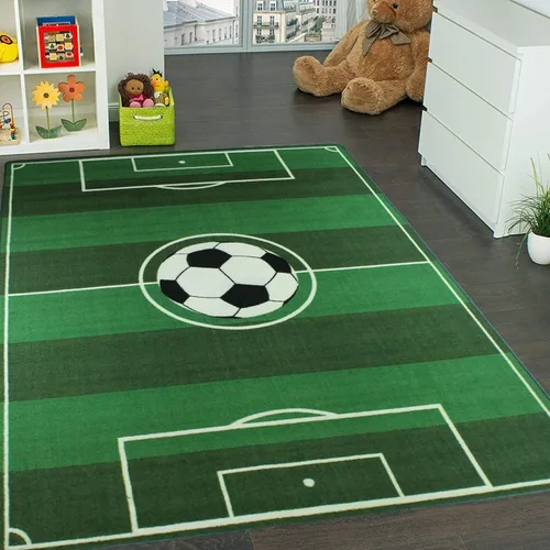 Vista 2 de Mybecca Alfombra para niños de 4 pies 11 pulgadas x 6 pies 10 pulgadas (59 x 82 pulgadas), con respaldo de gel antideslizante, campo de fútbol