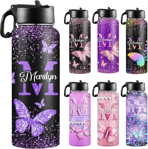 Vista 14 de Botella de agua personalizada con foto, botella de agua deportiva de acero inoxidable con imagen personalizada para niños, hombres y mujeres