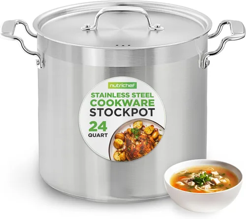 Vista 13 de NutriChef - Olla grande de acero inoxidable de 5 cuartos con tapa - 18/8 Grado alimenticio resistente, olla grande de acero inoxidable