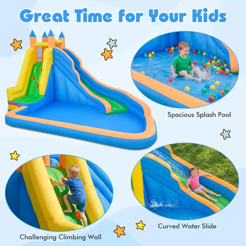 Vista 4 de Costzon - Gorila hinchable para piscina de agua con tobogán largo, pared de escalada, incluye bolsa de transporte Oxford, kit de reparación