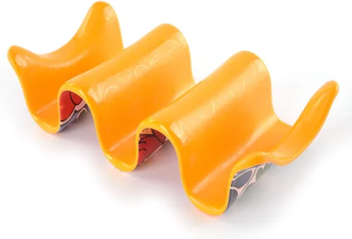 Vista 2 de Prepara Soporte múltiple para tacos, amarillo, capacidad para 3 tacos (paquete de 6)