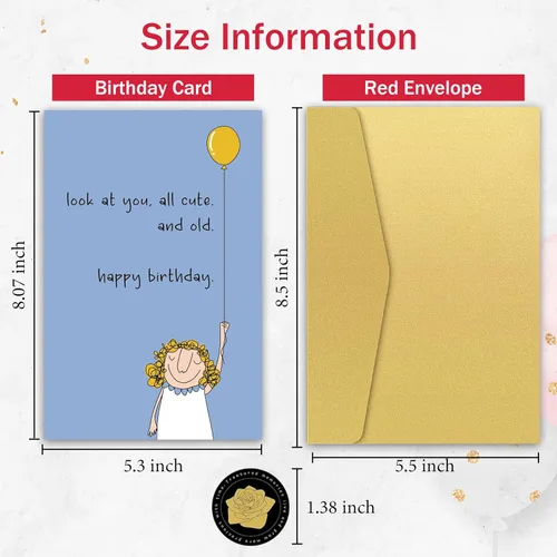 Vista 2 de Divertida tarjeta de cumpleaños para amigos, bonita tarjeta de cumpleaños para mujeres, mira a ti, todo lindo y viejo, tarjeta de regalo