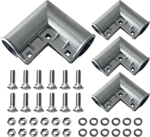 Vista 8 de VIVIDA Esquina de puerta de enlace de cadena de 1-3/8 pulgadas, codo de puerta de valla de aluminio de 90 grados, accesorios de valla de eslabones