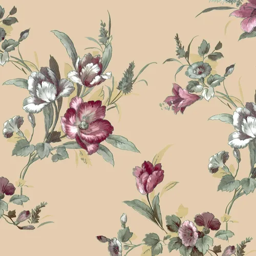 Vista 2 de 8190-10M - Papel tapiz vintage para despegar y pegar, 17.7 pulgadas x 32.8 pies, flores beige, papel de contacto extraíble, autoadhesivo