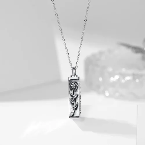 Vista 3 de Collar con colgante de urna de cremación de árbol de la vida celta para mujer, plata de ley US1