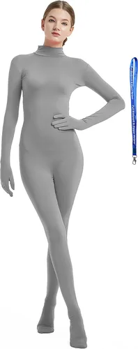 Vista 17 de Overol completo Full Bodysuit para mujer, con cremallera, sin capucha, de licra Spandex, para disfraz Zentai Negro