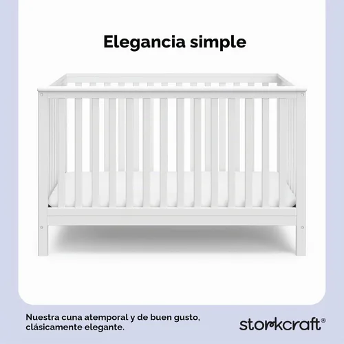 Vista 3 de Stork Craft, Cuna Convertible con Bordes Fijos Hillcrest, Blanco