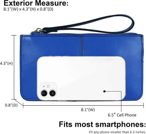 Vista 4 de Befen - Bolso clutch de mano de cuero con correa para teléfono celular, organizador de tarjetas