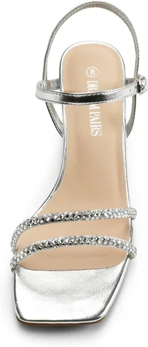 Vista 3 de DREAM PAIRS Sandalias de cuña con tiras para mujer, sandalias de tacón bajo con diamantes de imitación, punta abierta, para boda, fiesta de novia