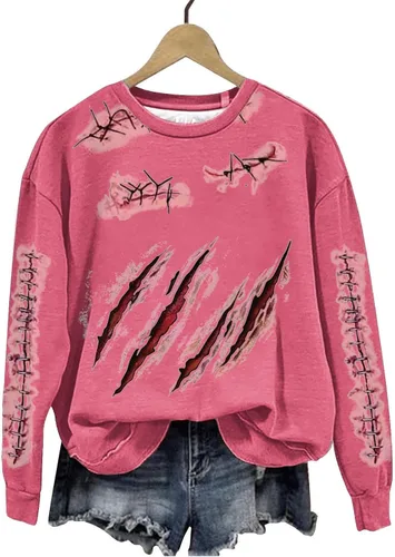 Vista 2 de Sudadera de manga larga con cuello redondo y estampado sangriento para mujer