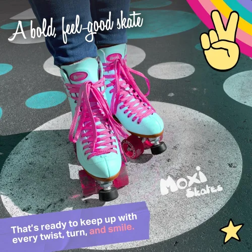 Vista 8 de Moxi Beach Bunny - Patines de ruedas para mujer, colorido, ajuste de precisión con ruedas de alto rebote, forro y acolchado que absorben la humedad