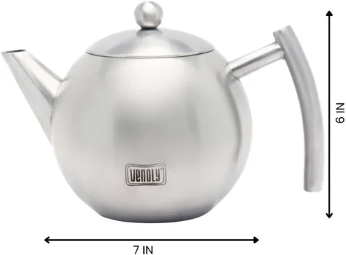 Vista 5 de Venoly Tetera de acero inoxidable con infusor extraíble para hojas sueltas y bolsas de té, agua caliente de hervir rápidamente, apta