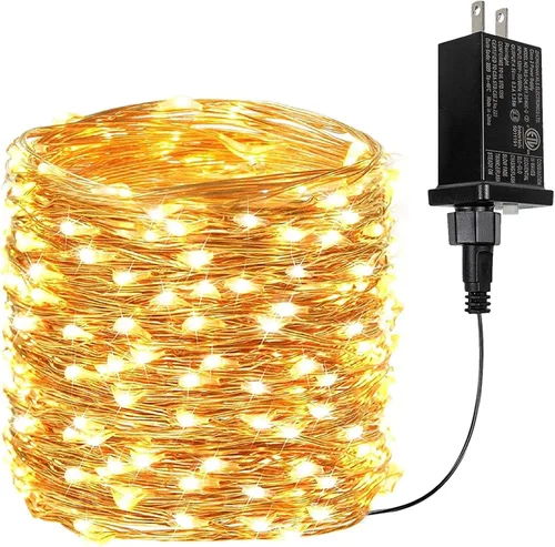 Vista 25 de Guirnalda de luces LED enchufables de 33 pies, impermeable, para exteriores e interiores, 8 modos con temporizador, luz de Navidad, decoración