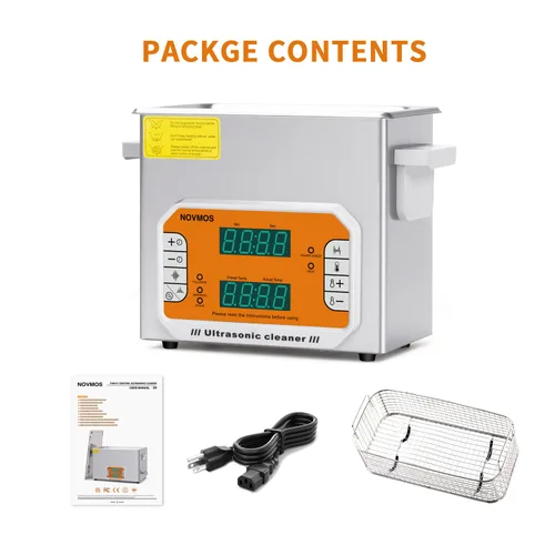 Vista 9 de Limpiador ultrasónico, 3L 120 W, control de pantalla táctil, máquina de limpieza ultrasónica con temporizador y calentador, limpiador sónico
