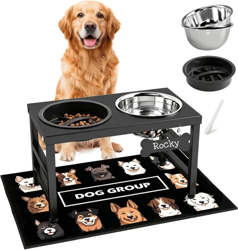 Vista 13 de ADENGL Cuenco elevado de metal para perros, soporte elevado para comedero de perros de 10" de alto con 2 cuencos de acero inoxidable de 42oz