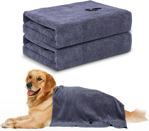 Vista 11 de Paquete de 2 toallas de microfibra para perros, suministros perfectos para Marrón