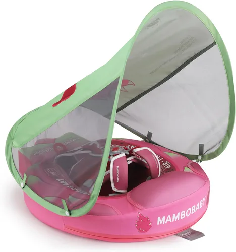 Vista 18 de Mambobaby Flotador con Cola para Bebé con Toldo, Flotador de Piscina Infantil, Entrenador de Natación para Bebés, Flotador de Agua sin Aire, Ángel