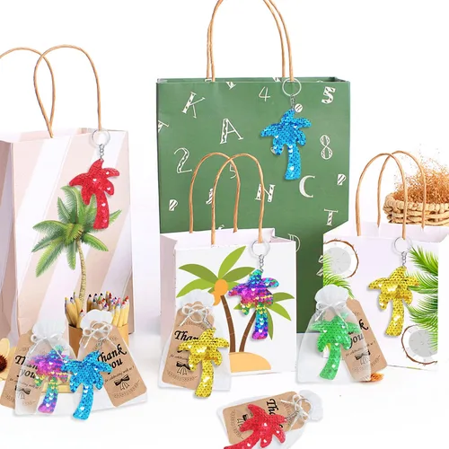 Vista 3 de CiciBear Juego de 60 llaveros de lentejuelas de árbol de doble cubierta con 20 llaveros, 20 etiquetas de agradecimiento y 20 bolsas para fiesta