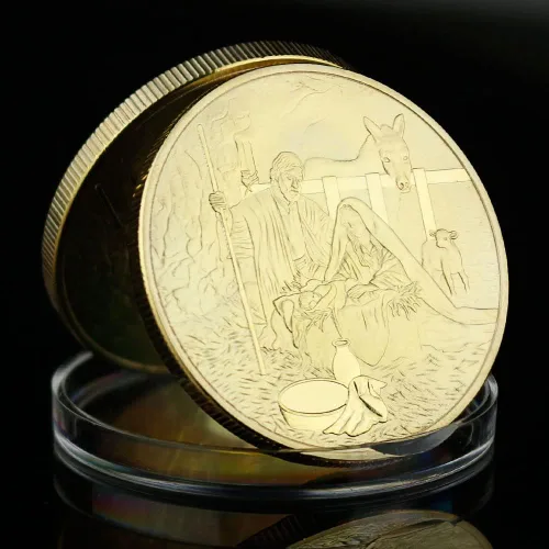 Vista 6 de Moneda Cristo Moneda Jesús de Nazaret Monedas Predicador Dios Hijo Recuerdo Mesías Novedad Chapado en Oro