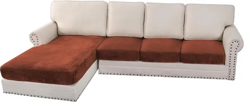 Vista 206 de H.VERSAILTEX Funda de cojín elástica de terciopelo para sofá, funda de cojín de felpa para cojines de silla, protector de muebles, cojín de asiento