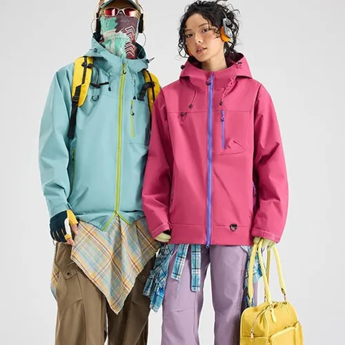 Vista 7 de Abrigos de otoño e invierno 3 en 1 con capucha, chaqueta de esquí de nieve 2026, impermeable, resistente al viento, forro polar, para mujeres y Negro