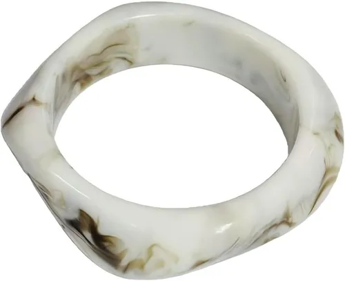 Vista 17 de Fuqimanman2020 Pulsera cuadrada irregular de resina acrílica retro colorida gruesa geométrica para mujer Verde