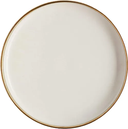 Vista 14 de Plato de cerámica moderno con borde dorado de alta calidad, plato de porcelana elegante para restaurante, juego de platos de cerámica aptos