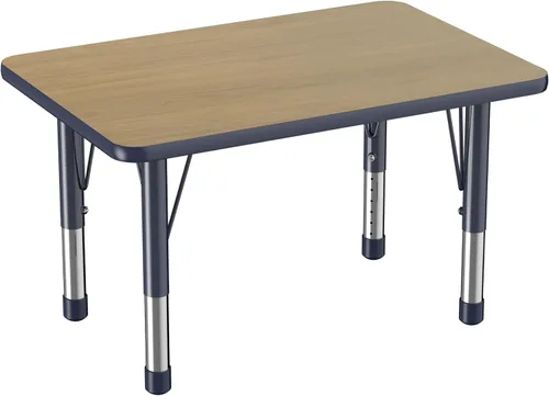 Vista 103 de FDP - Mesa rectangular para actividades escolares y aulas (24 x 36 pulgadas), patas gruesas para niños pequeños, altura ajustable de 15 a 24