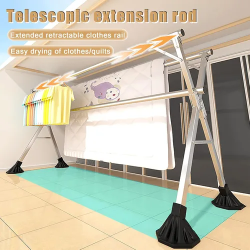 Vista 3 de Estante de secado de ropa plegable de acero inoxidable resistente - Soporte ajustable para ropa interior y exterior - Estante de secado de gran