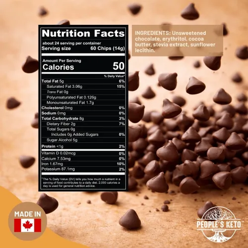 Vista 2 de Chips de chocolate grandes sin azúcar, endulzados con estevia, 12 onzas. Tamaño económico, sin OMG, vegano, keto, bajo en carbohidratos, 60% cacao