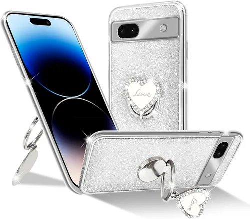 Vista 40 de Funda protectora transparente de 3 capas con anillo bonito soporte, para mujeres y niñas, para Pixel 6 2021 (lavanda)