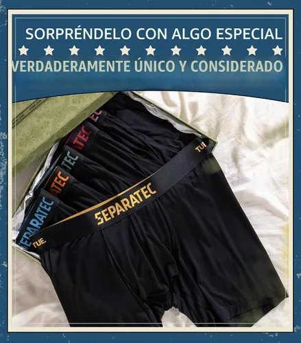 Vista 2 de Separatec Ropa Interior Masculina de Doble Bolsa Transpirable de Rayón Refrescante Hecha de Bambú, Calzoncillos Bóxer y Trunks Paquete de 7 Negro