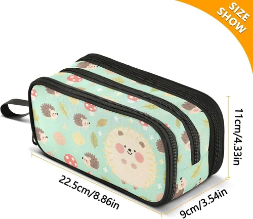 Vista 3 de Nylon Teen Pencil Bag Hedgehog Animal Baby Green High Capacity Pencil Case With Zipper School Stationery for Office Teen Boys estuche