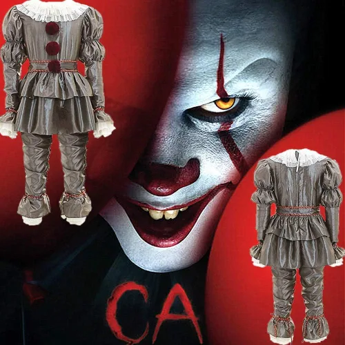 Vista 3 de Disfraz de payaso de Halloween para adultos y niños disfraz de PennyWise