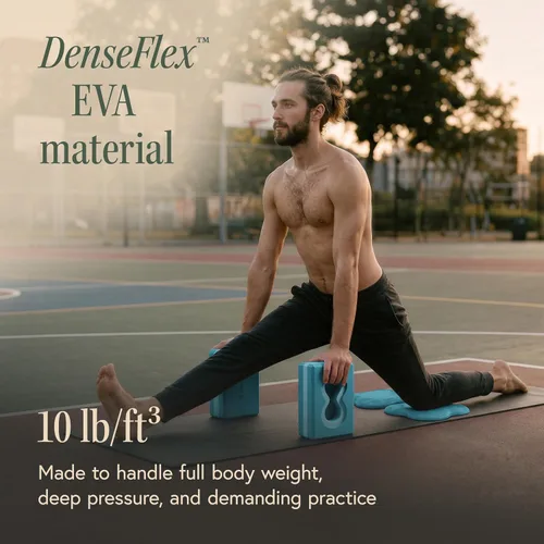 Vista 7 de Deep-Zen® Bloques de yoga con soporte de muñeca; bloques de yoga 2 unidades con rodilleras y correa para poner menos peso en las muñecas; juego