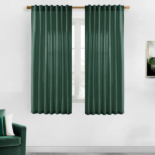 Vista 48 de XTMYI - Cortinas transparentes de 54 pulgadas de largo, juego de 2 paneles para baño, cortinas cortas de lino y algodón con semi privacidad