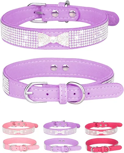 Vista 17 de Bling - Collar de perro para perros pequeños, medianos y grandes, collares de perro con corona de diamantes de imitación para perros hembra y macho