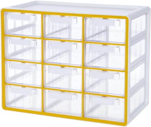 Vista 16 de Blue Ginkgo Gabinete grande de 12 cajones, organizador transparente apilable para hardware, cuentas, ladrillos de plástico, oficina y almacenamiento