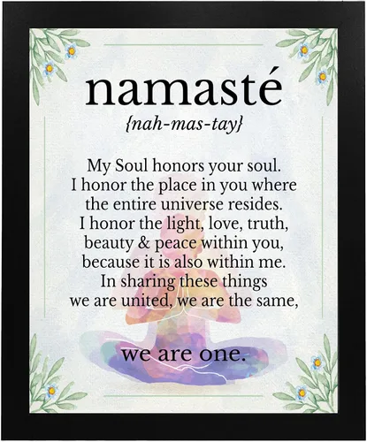 Vista 6 de We Are One - Decoración de pared inspiradora, flores y Namaste, impresión inspiradora de yoga para pared, es una foto motivacional con citas