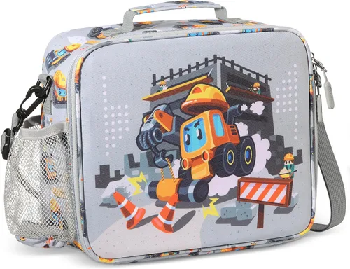 Vista 15 de rockpapa Lonchera infantil para niños con correa, impermeable, resistente a las manchas y al aceite, bolsa de almuerzo aislada, bolsa de almuerzo