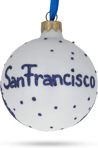 Vista 7 de San Francisco, California, USA Adorno de Navidad de cristal de 3.25 pulgadas