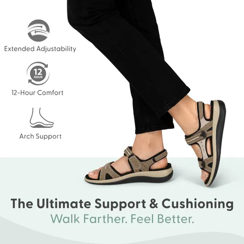 Vista 2 de Orthofeet Sandalia deportiva ortopédica Venecia ajustable de cuero para mujer