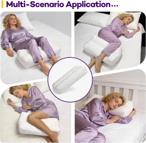 Vista 7 de Almohada de rodilla de espuma viscoelástica triturada para dormir de lado, almohada de apoyo para dormir de lado, alivia el dolor de cadera, espalda