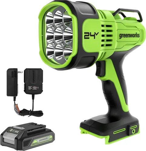 Vista 16 de Greenworks Luz de Punto LED de 24V, linterna de mano de 3000 lúmenes, foco de brillo variable, solo herramienta