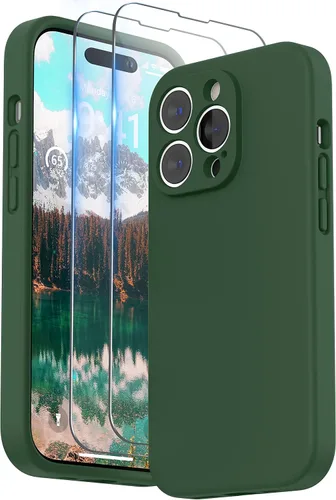 Vista 15 de SURPHY Funda diseñada para iPhone 14 Pro con protector de pantalla, (protección de cámara y forro de microfibra suave), funda de silicona líquida