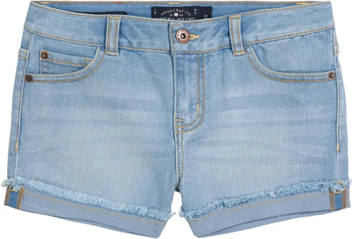 Vista 8 de Lucky Brand - Pantalones cortos de mezclilla con puños para niñas, de denim elástico con 5 bolsillos, de cintura media a alta Jenna Blanco Brillante