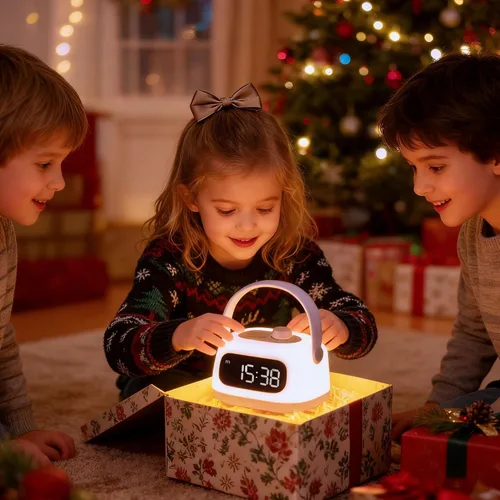 Vista 8 de QANYI Faroles para niños, luz nocturna portátil y recargable para habitación de niños con regulación y hora de reloj, linterna LED de campamento