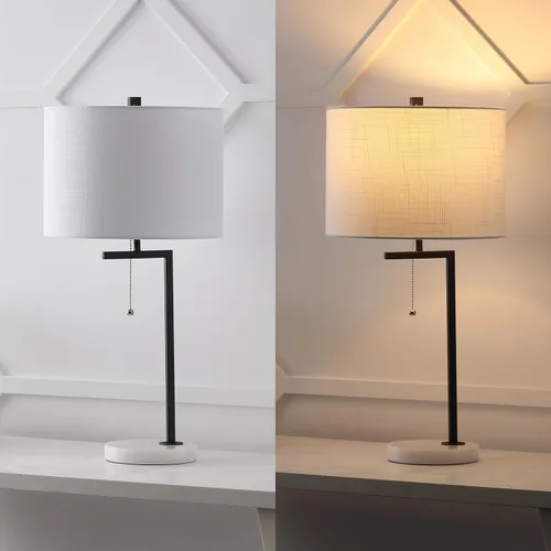 Vista 6 de JONATHAN Y Lámpara de mesa moderna de mármol negro de 24.5 pulgadas para dormitorio, lámpara de escritorio lineal para sala de estar, oficina