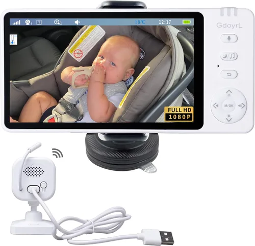 Vista 10 de Cámara inalámbrica para automóvil de bebé con HD 1080P IPS de 5 pulgadas, monitor de asiento trasero giratorio de 360° alimentado por USB