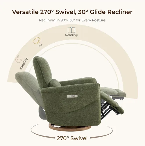 Vista 10 de CHITA Silla reclinable giratoria eléctrica, mecedora para guardería, verde